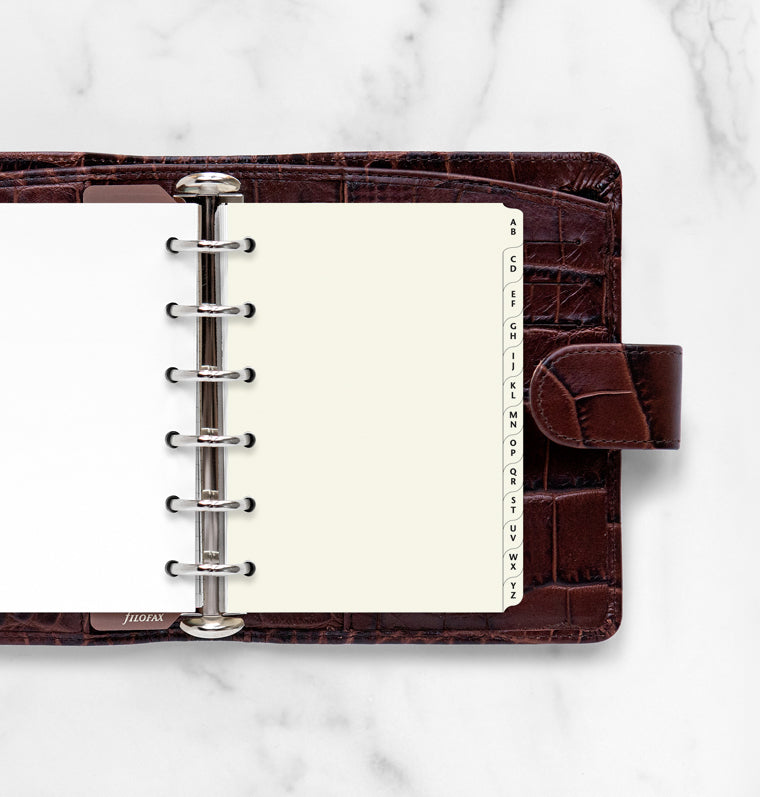 Krémový rozraďovač A-Z, 2 písmená na záložke, Vreckový