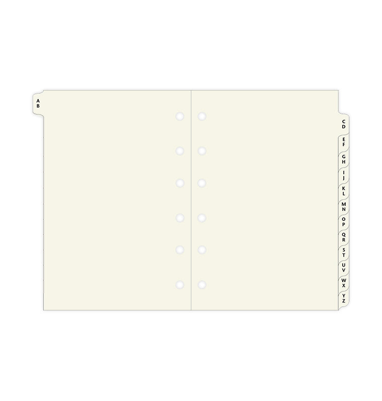 Krémový rozraďovač A-Z, 2 písmená na záložke, Vreckový