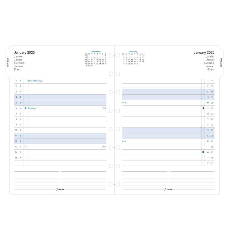 Kalendár mesiac/2 strany A5 2025, Filofax Notebook - 25-15210