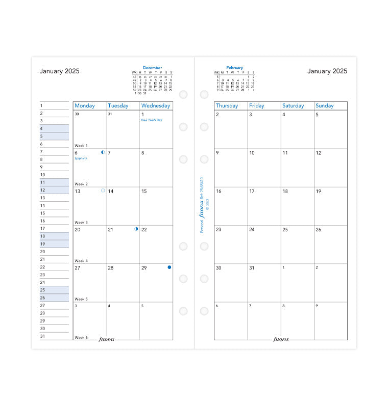 kalendár mesiac/2 strany 2025, Osobný, tabuľka, anglický - 25-68410