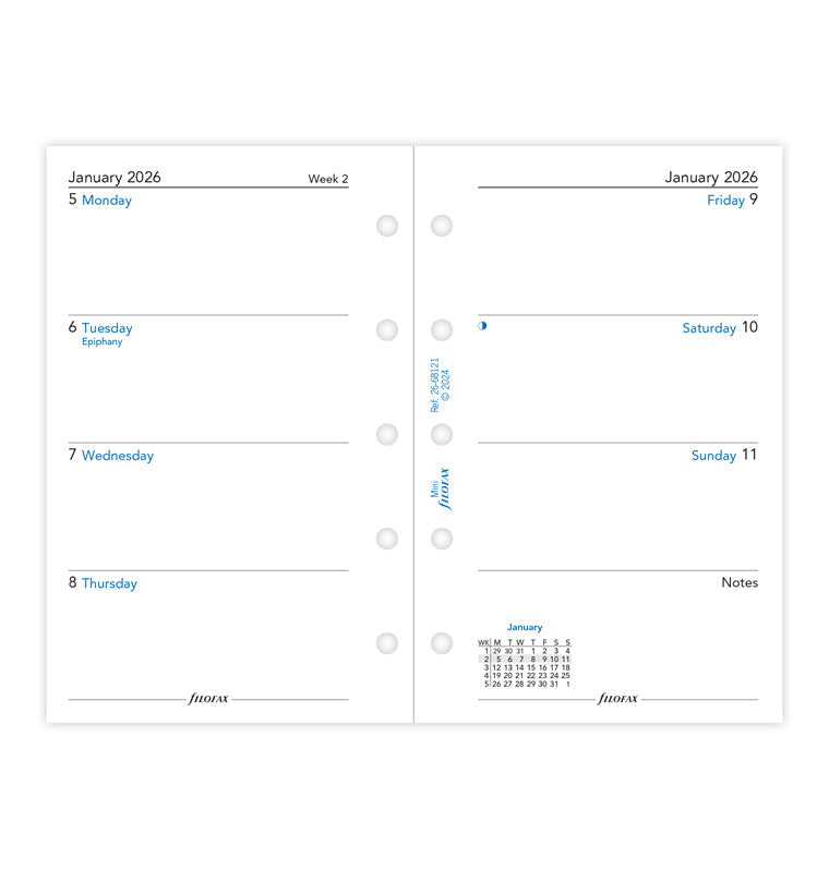 Filofax kalendár týždeň/2 strany 2026, Mini, anglický 26-68121
