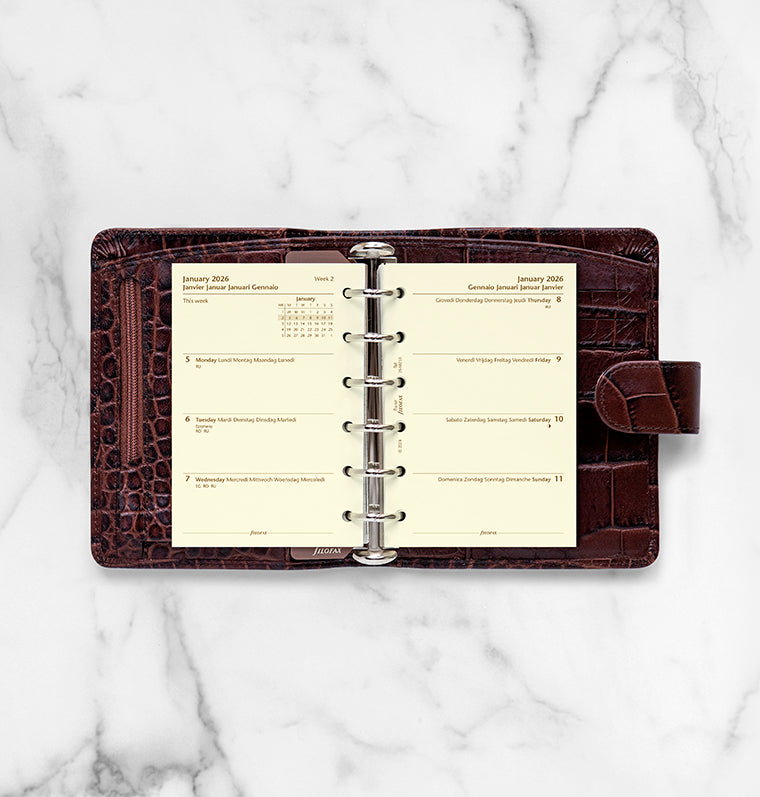 Filofax kalendár týždeň/2 strany 2026, Vreckový, krémový, 5 jazykov 26-68213
