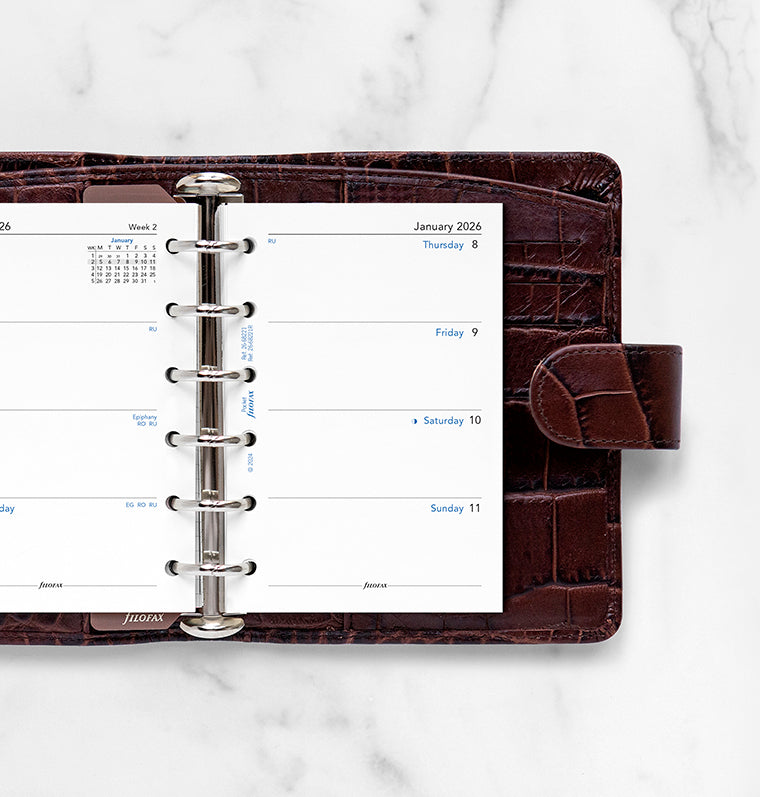 Filofax kalendár týždeň/2 strany 2026, Vreckový, anglický, recyklovaný papier 26-68221R