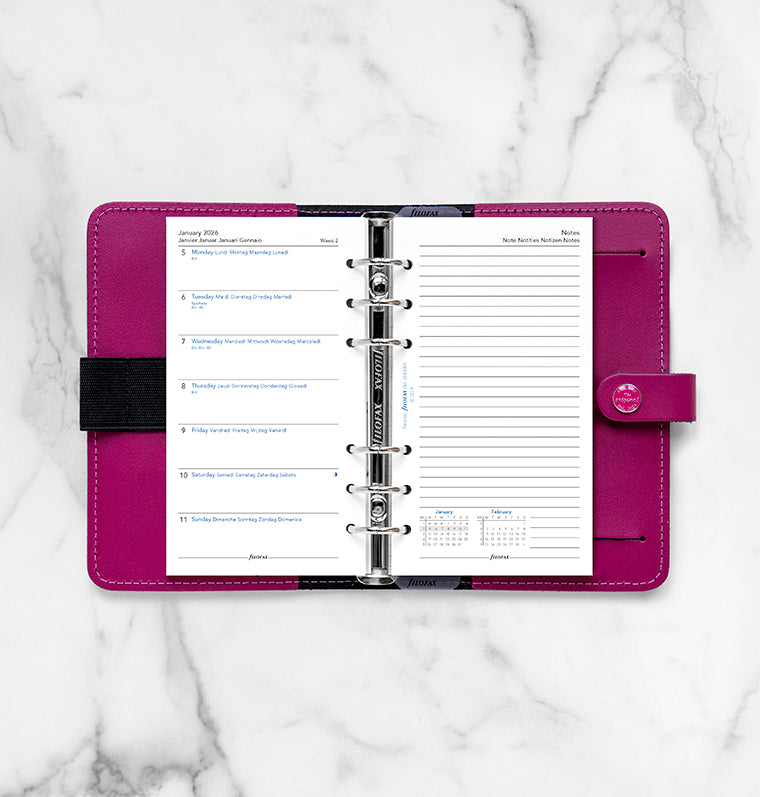 Filofax kalendár týždeň/1 strana s poznámkami 2026, Osobný, 5 jazykov 26-68409