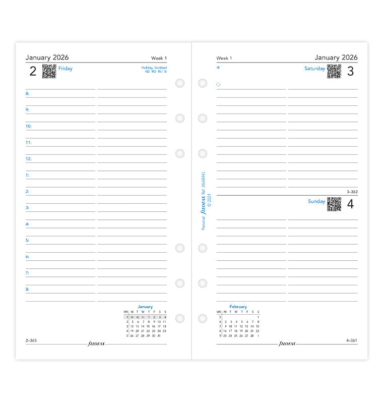 Filofax kalendár deň/1 strana s poznámkami 2026, Osobný, anglický 26-68441