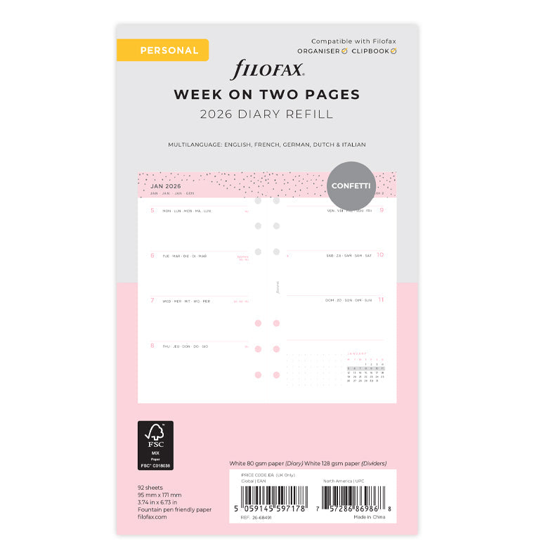 Filofax set do diára Confetti 2026, Osobný 26-68491