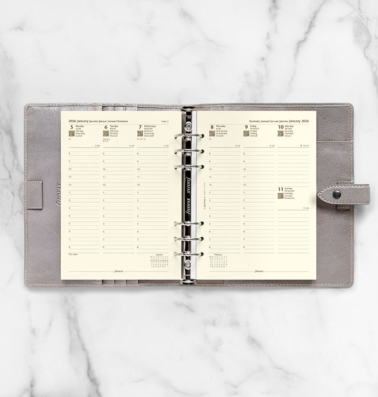 Filofax kalendár týždeň/2 strany s poznámkami 2026, A5, krémový, 5 jazykov 26-68513