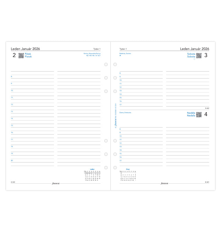 Filofax kalendár 2026 deň/1 strana, A5, ČJ+SJ 26-68580