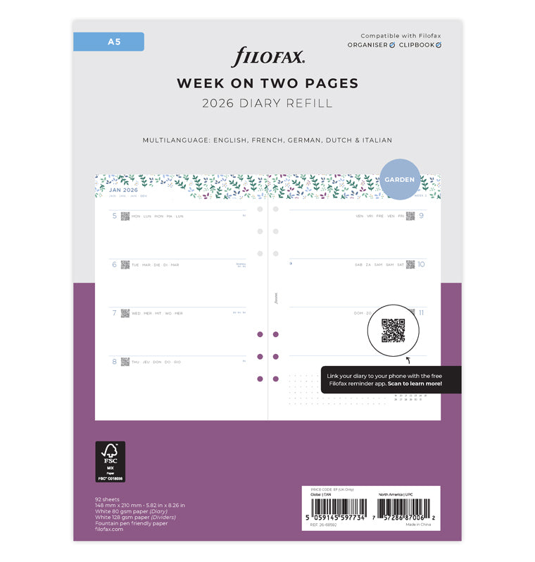 Filofax set do diára Garden 2026, A5 26-68592