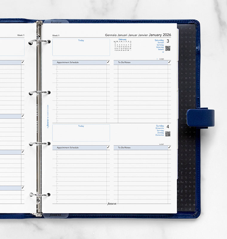 Filofax kalendár deň/1 strana 2026, A4, business, 5 jazykov 26-68719