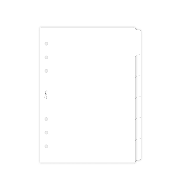 Filofax White A5 Dividers for organisers and Clipbook