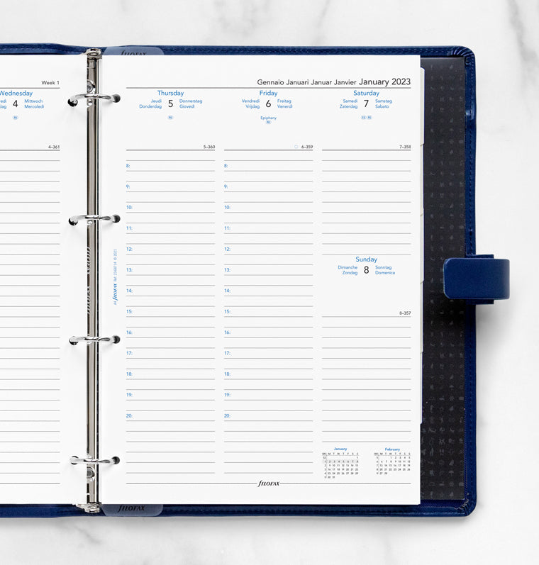 Filofax Week On Two Pages Diary With Appointments - A4 2023 Multilanguage