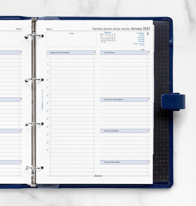 Filofax One Day On A Page A4 Business Diary Refill - 2023 Multilanguage 