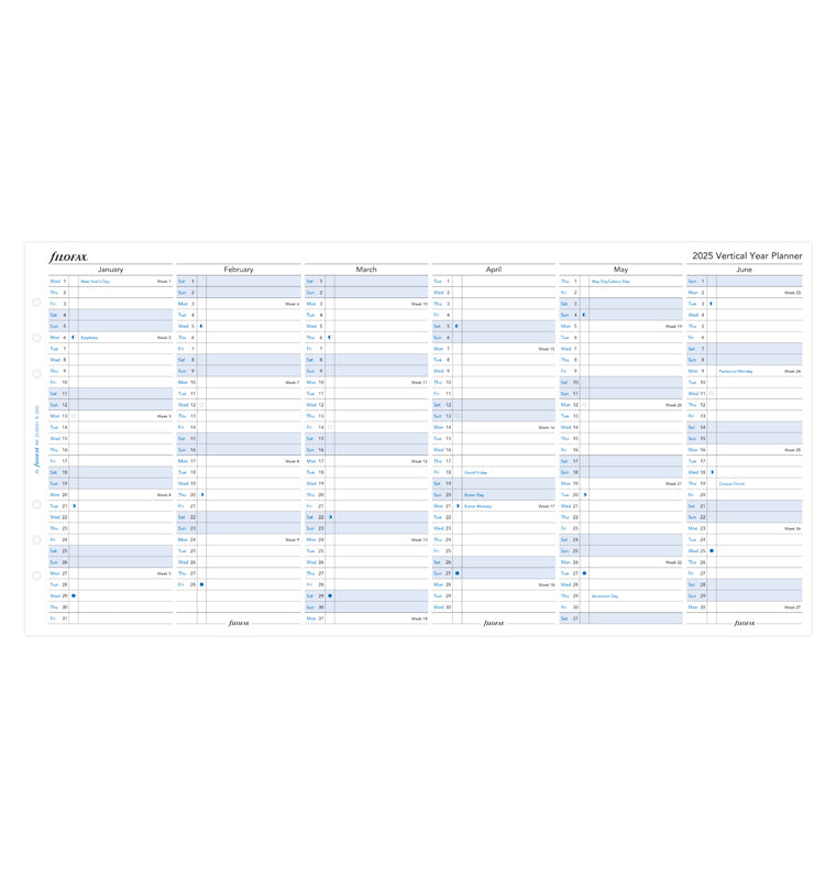 plánovací kalendár 2025, A5, vertikálny, anglický