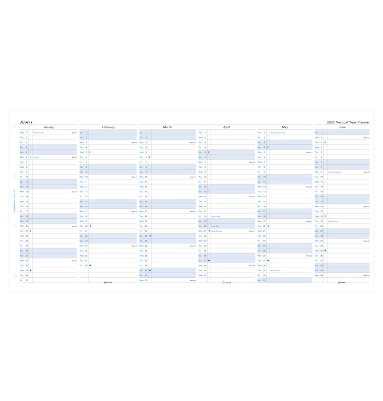 plánovací kalendár 2025, A4, vertikálny, anglický