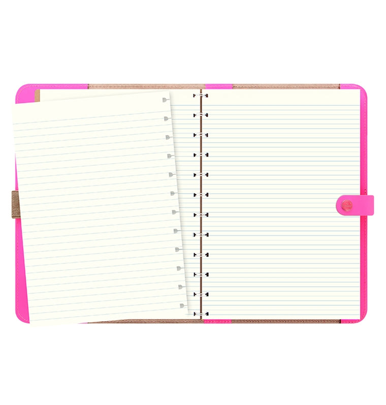 Filofax The Original A5 Leather Folio in Fluorescent Pink with refillable notebook